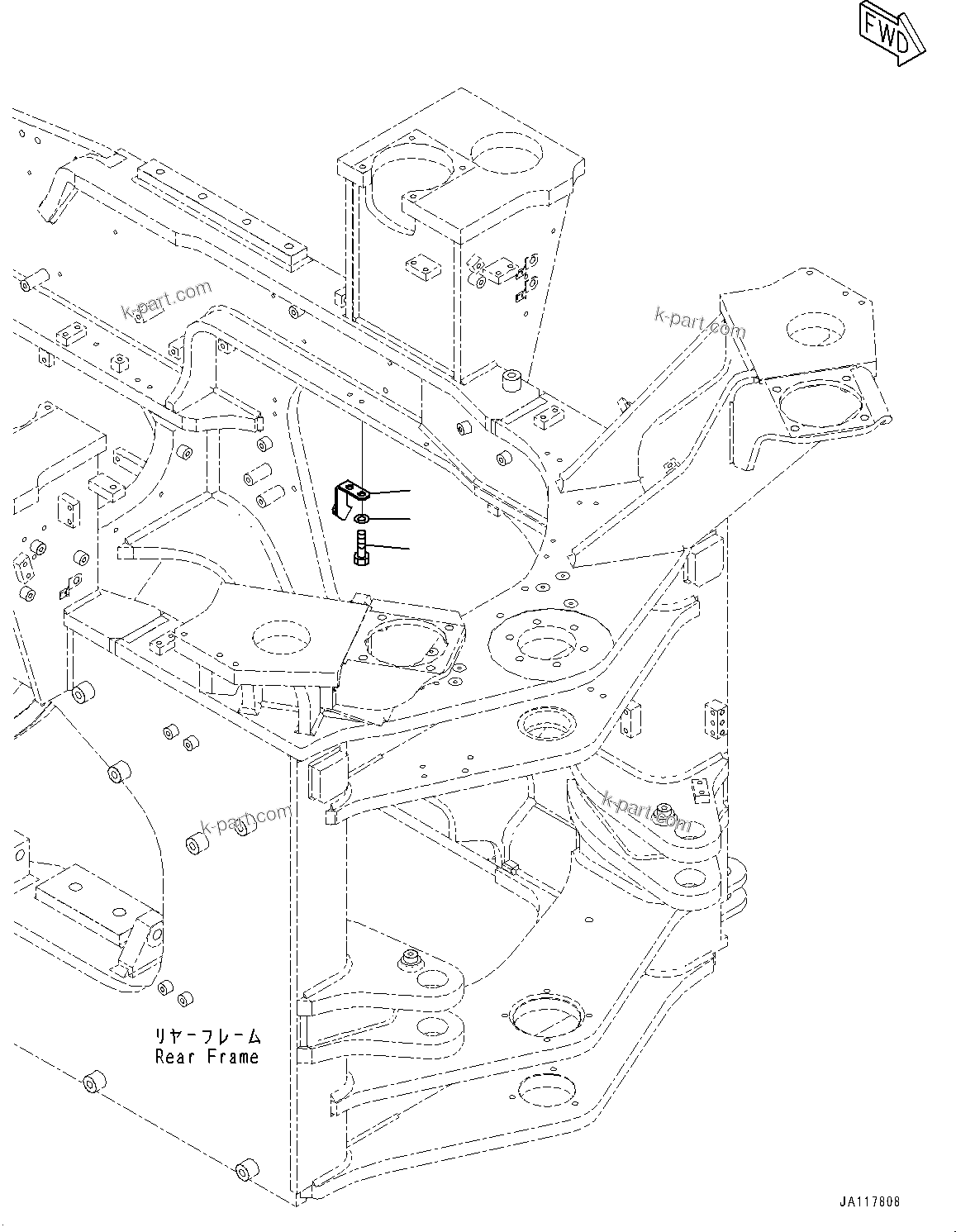 Komatsu parts book diagram for WA485-11E0 S/N H35051-UP: REAR WIRING HARNESS, BRACKET
