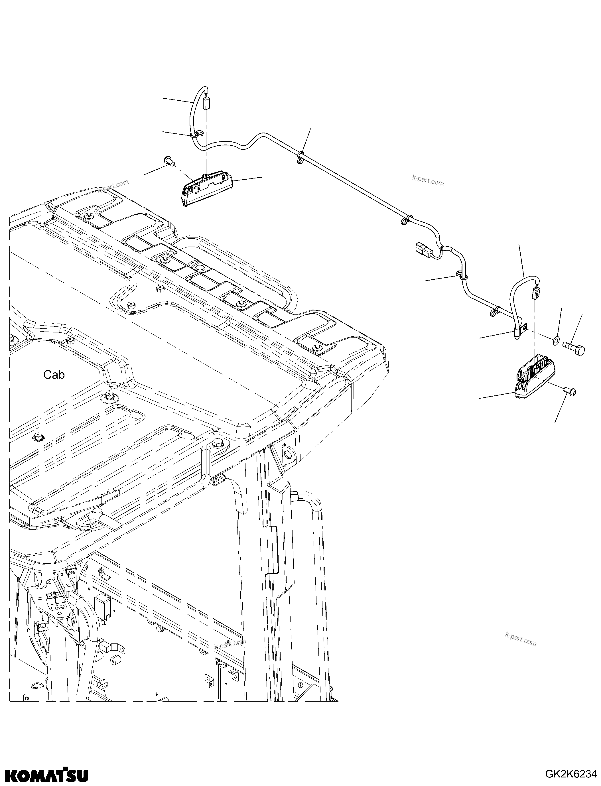 Komatsu parts book diagram for WA485-11E0 S/N H35051-UP: REMOTE STEP LIGHT