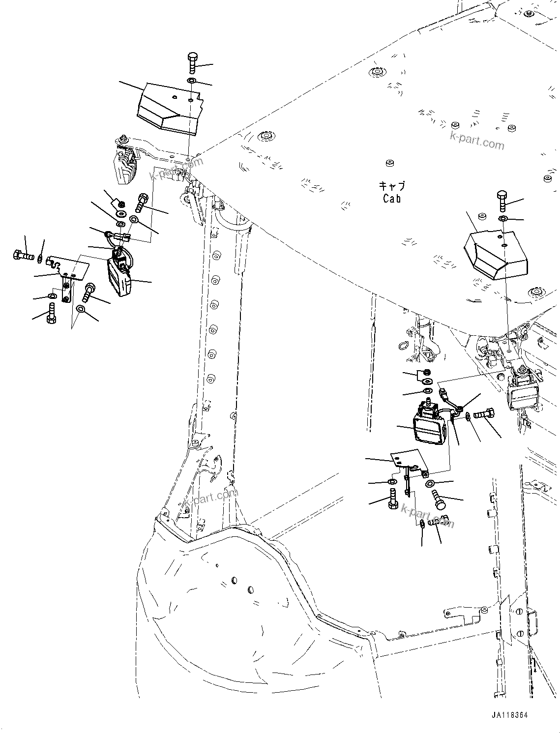 Komatsu parts book diagram for WA485-11E0 S/N H35051-UP: WORKING LAMP, FRONT