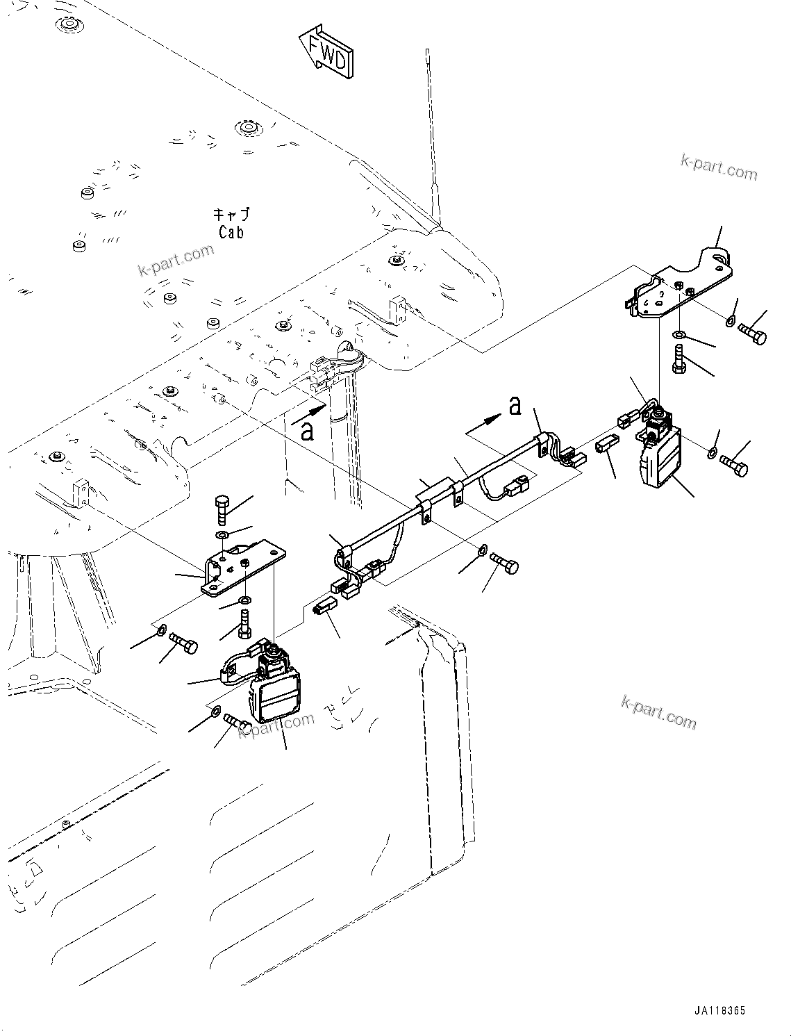 Komatsu parts book diagram for WA485-11E0 S/N H35051-UP: WORKING LAMP, REAR