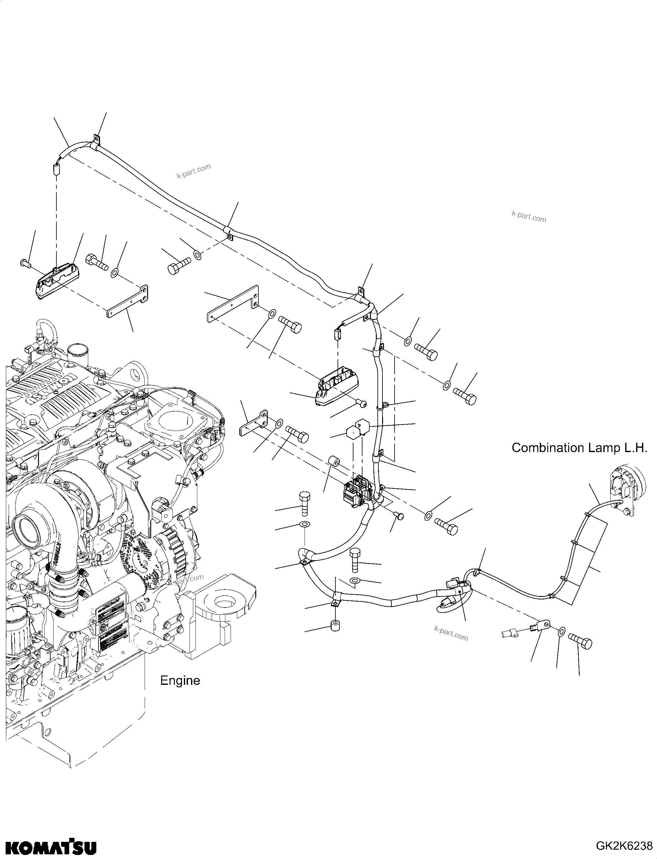 Komatsu parts book diagram for WA485-11E0 S/N H35051-UP: HOOD, ENGINE LIGHT