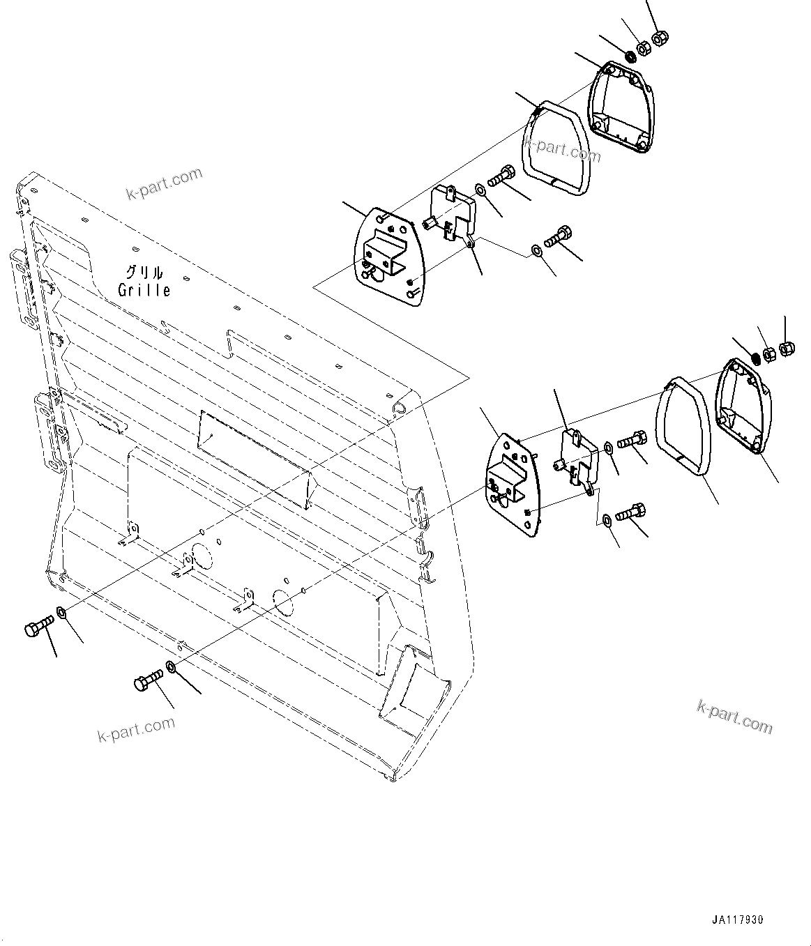 Komatsu parts book diagram for WA485-11E0 S/N H35051-UP: OBSTACLE DETECTION SYSTEM (ODS), REAR RADAR