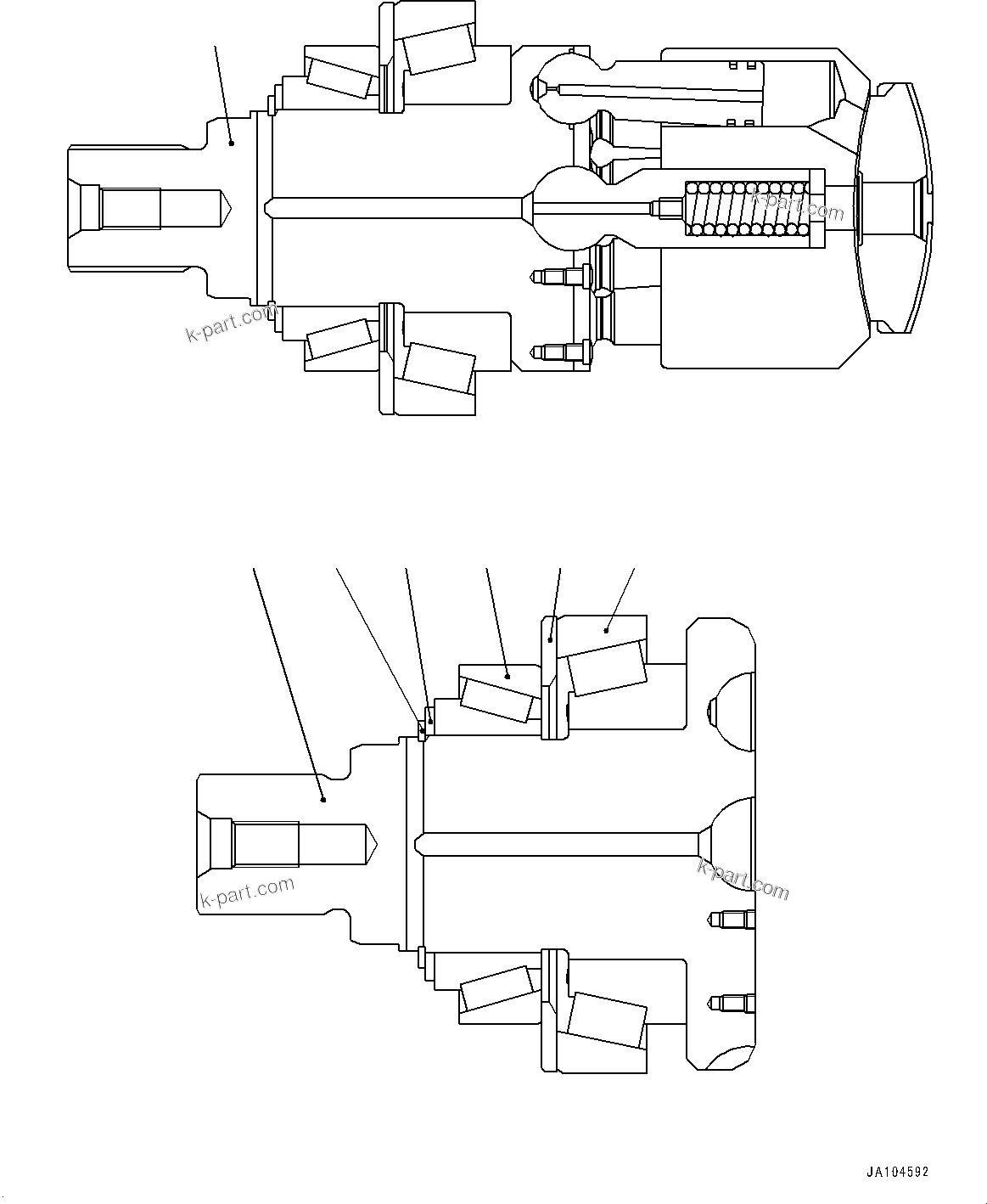 Komatsu parts book diagram for WA485-11E0 S/N H35051-UP: HYDROSTATIC TRANSMISSION (HST) MOTOR, INNER PARTS, HST MOTOR 1 (3/6)