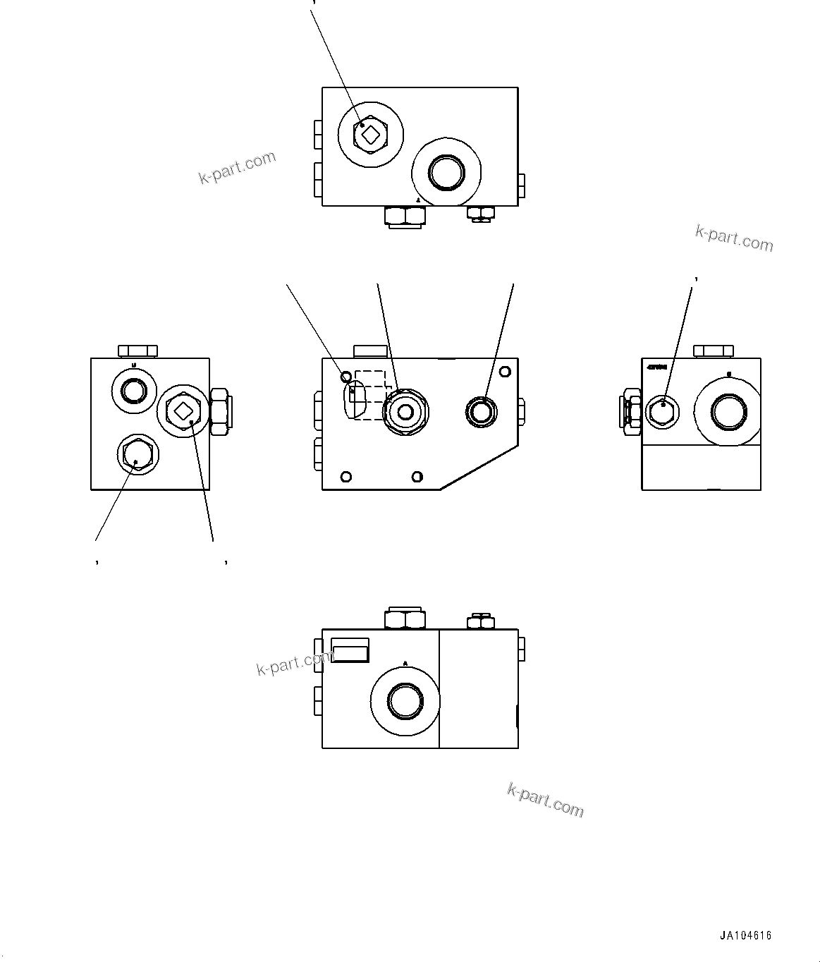 Komatsu parts book diagram for WA485-11E0 S/N H35051-UP: HYDROSTATIC TRANSMISSION (HST) MOTOR, REGULATOR VALVE