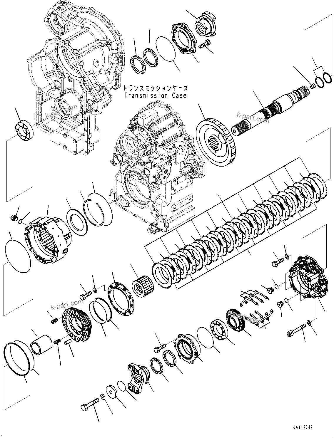 Komatsu parts book diagram for WA485-11E0 S/N H35051-UP: TRANSMISSION, OUTPUT SHAFT