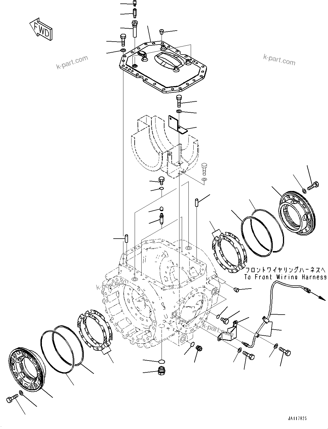 Komatsu parts book diagram for WA485-11E0 S/N H35051-UP: FRONT AXLE, WITHOUT LIMITED SLIP DIFFERENTIAL, DIFFERENTIAL, COVER AND CARRIER