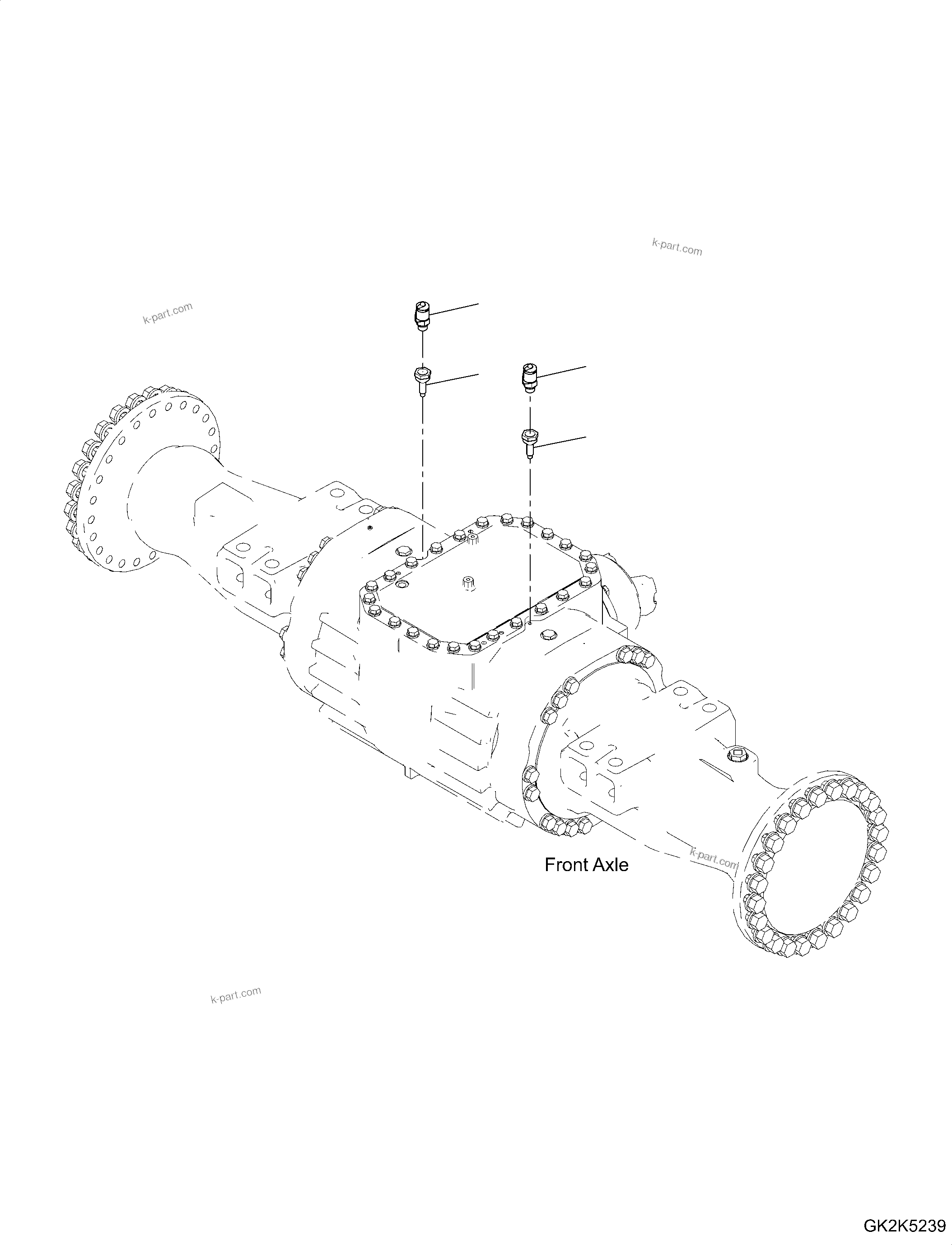 Komatsu parts book diagram for WA485-11E0 S/N H35051-UP: FRONT AXLE, WITH LIMITED SLIP DIFFERENTIAL, BLEEDER