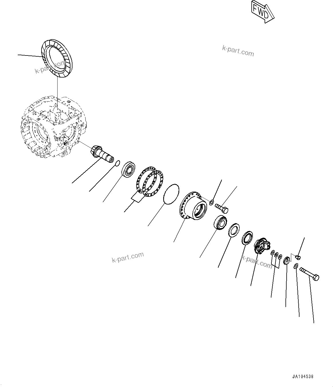 Komatsu parts book diagram for WA485-11E0 S/N H35051-UP: REAR AXLE, WITHOUT LIMITED SLIP DIFFERENTIAL, DIFFERENTIAL, PINION AND CAGE