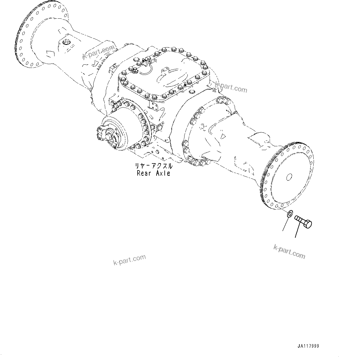 Komatsu parts book diagram for WA485-11E0 S/N H35051-UP: REAR AXLE, WITHOUT LIMITED SLIP DIFFERENTIAL, WHEEL RIM MOUNTING