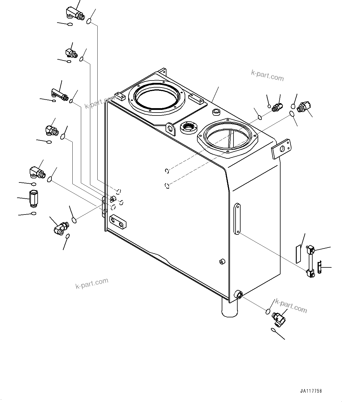 Komatsu parts book diagram for WA485-11E0 S/N H35051-UP: HYDRAULIC TANK, TANK AND ELBOW