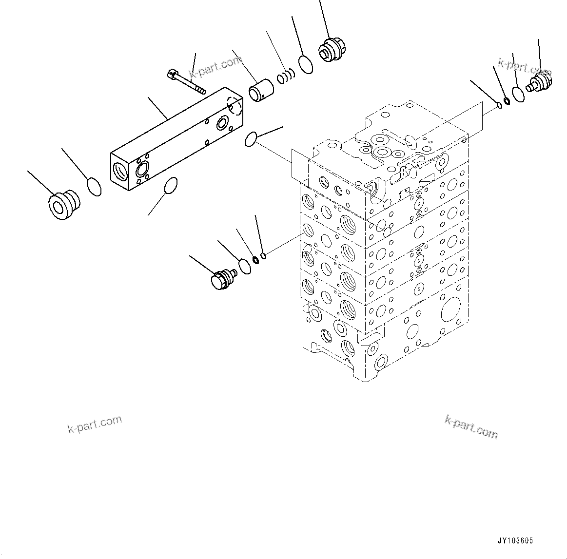 Komatsu parts book diagram for WA485-11E0 S/N H35051-UP: CONTROL VALVE, WITH 2-SPOOL CONTROL VALVE, 4-VALVE (3/14)