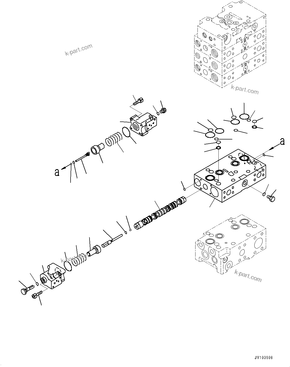 Komatsu parts book diagram for WA485-11E0 S/N H35051-UP: CONTROL VALVE, WITH 2-SPOOL CONTROL VALVE, 4-VALVE (4/14)