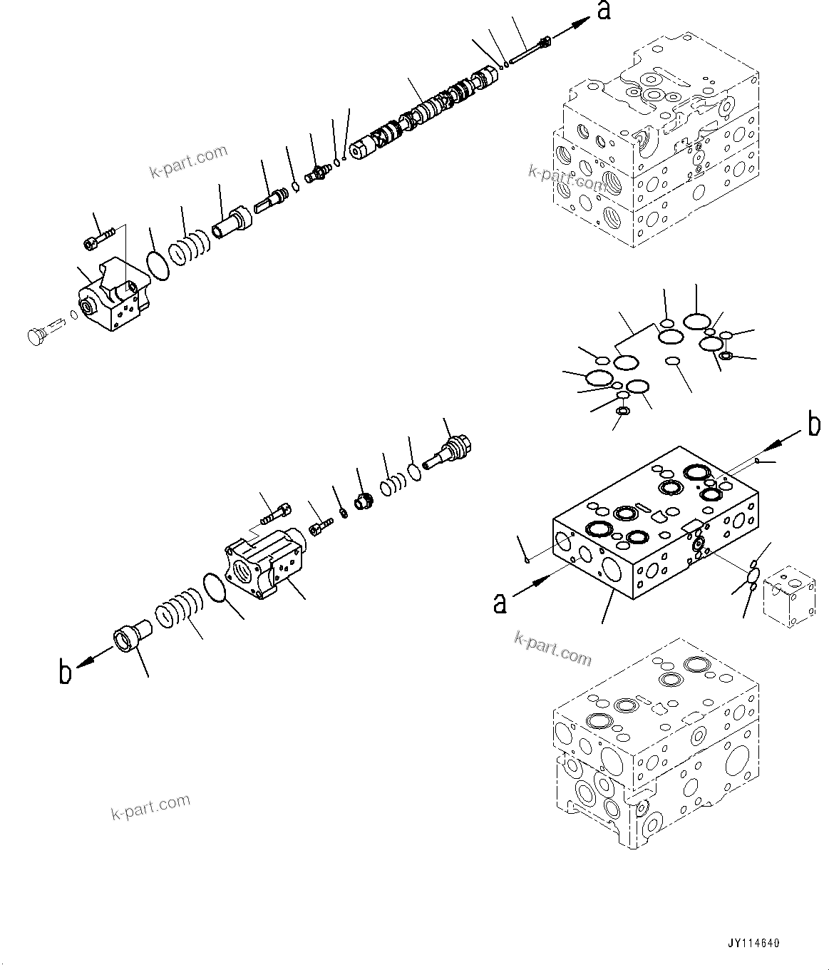 Komatsu parts book diagram for WA485-11E0 S/N H35051-UP: CONTROL VALVE, WITH 2-SPOOL CONTROL VALVE, 4-VALVE (6/14)