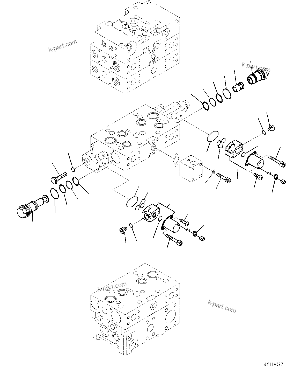 Komatsu parts book diagram for WA485-11E0 S/N H35051-UP: CONTROL VALVE, WITH 2-SPOOL CONTROL VALVE, 4-VALVE (7/14)