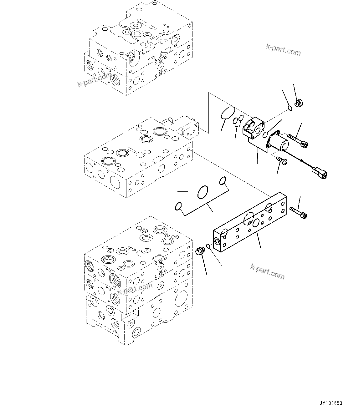 Komatsu parts book diagram for WA485-11E0 S/N H35051-UP: CONTROL VALVE, WITH 2-SPOOL CONTROL VALVE, 4-VALVE (9/14)