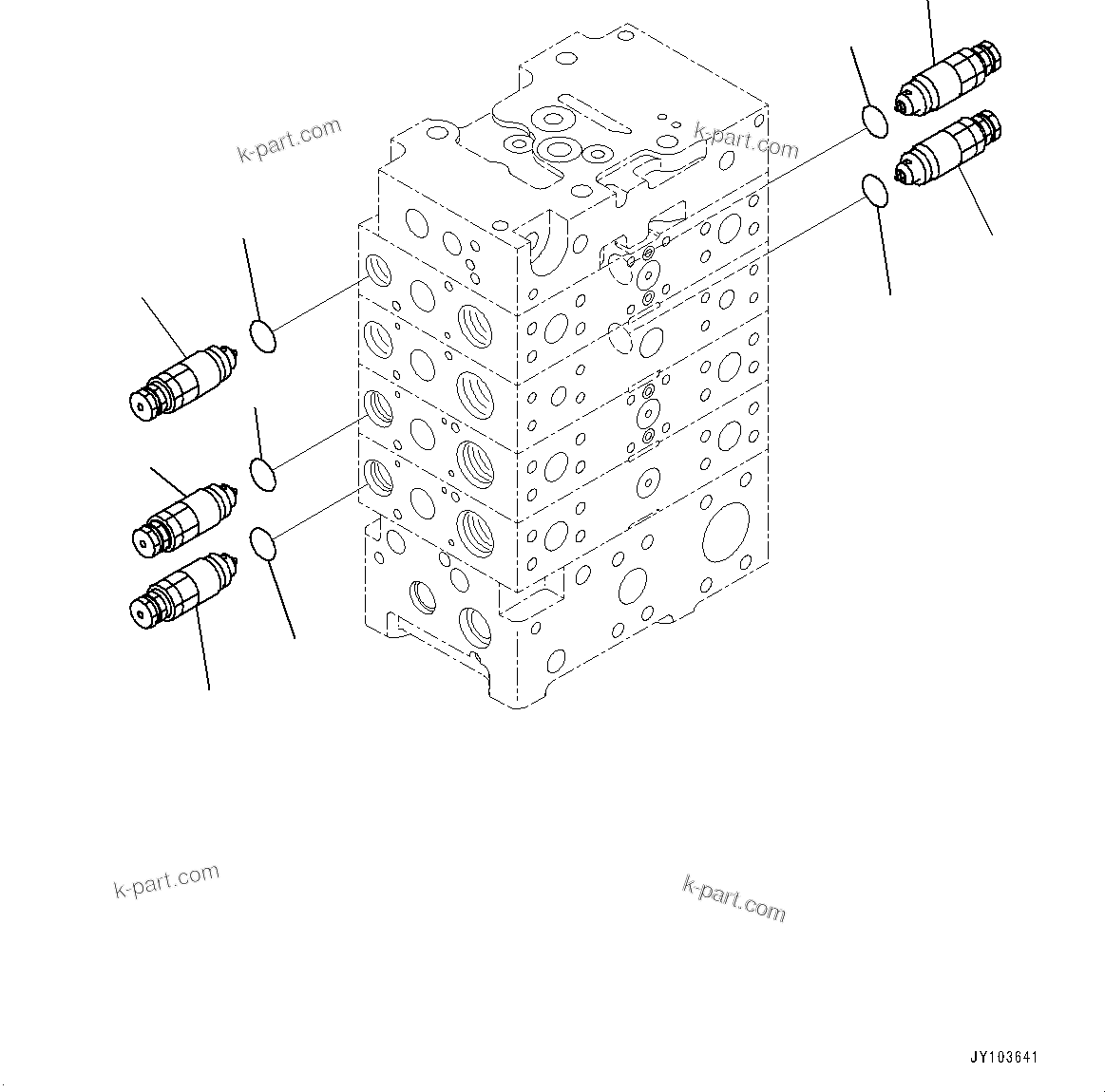 Komatsu parts book diagram for WA485-11E0 S/N H35051-UP: CONTROL VALVE, WITH 2-SPOOL CONTROL VALVE, 4-VALVE (13/14)