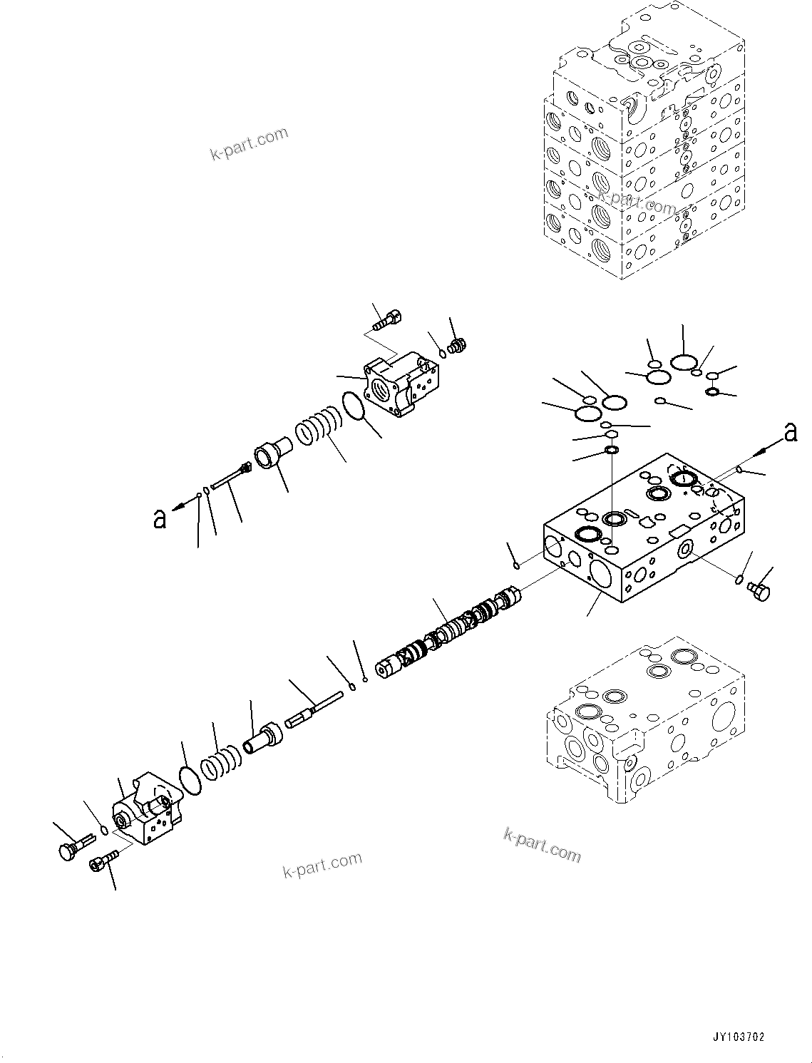 Komatsu parts book diagram for WA485-11E0 S/N H35051-UP: CONTROL VALVE, WITH 3-SPOOL CONTROL VALVE, 5-VALVE (4/16)