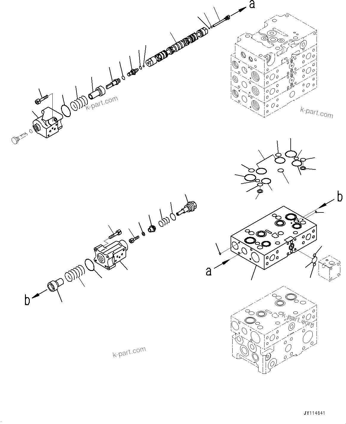 Komatsu parts book diagram for WA485-11E0 S/N H35051-UP: CONTROL VALVE, WITH 3-SPOOL CONTROL VALVE, 5-VALVE (6/16)