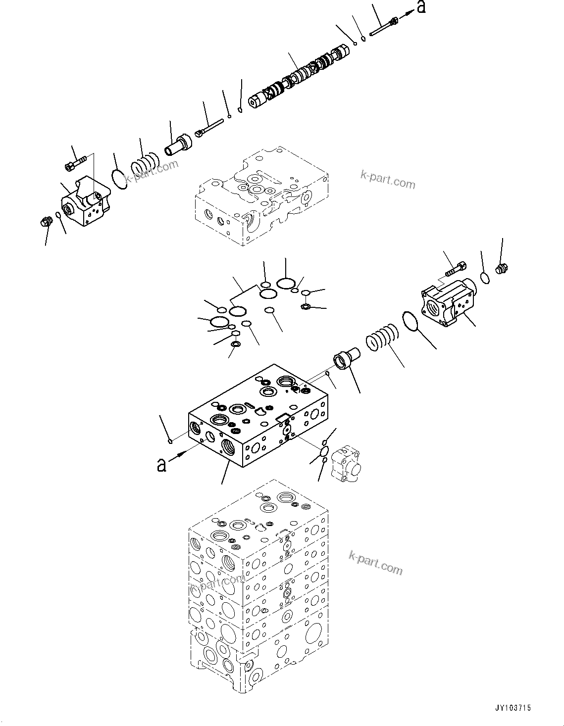 Komatsu parts book diagram for WA485-11E0 S/N H35051-UP: CONTROL VALVE, WITH 3-SPOOL CONTROL VALVE, 5-VALVE (13/16)