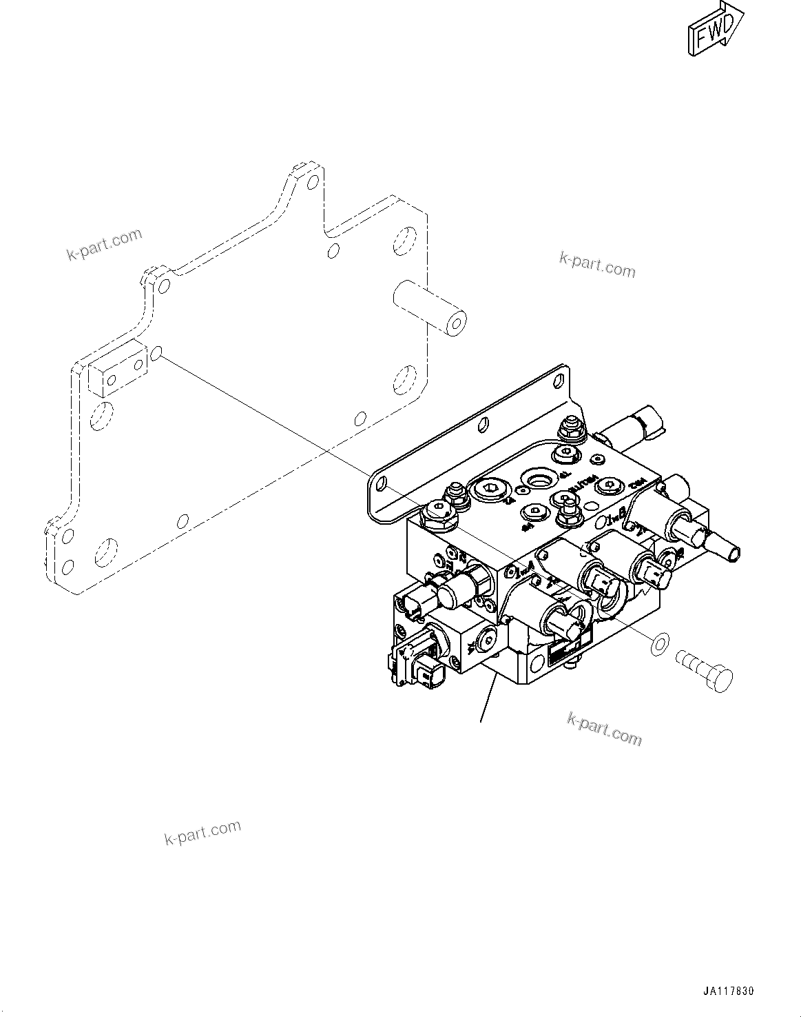 Komatsu parts book diagram for WA485-11E0 S/N H35051-UP: STEERING DEMAND VALVE, WITH AFJS, VALVE