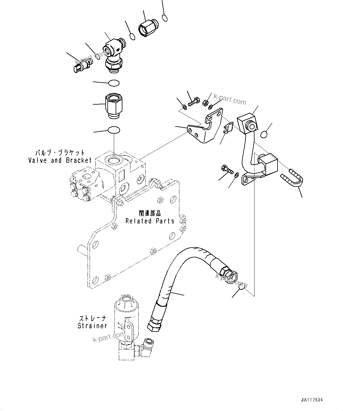 Komatsu parts book diagram for WA485-11E0 S/N H35051-UP: STEERING DEMAND VALVE, WITH AFJS, HYDRAULIC PUMP PIPING