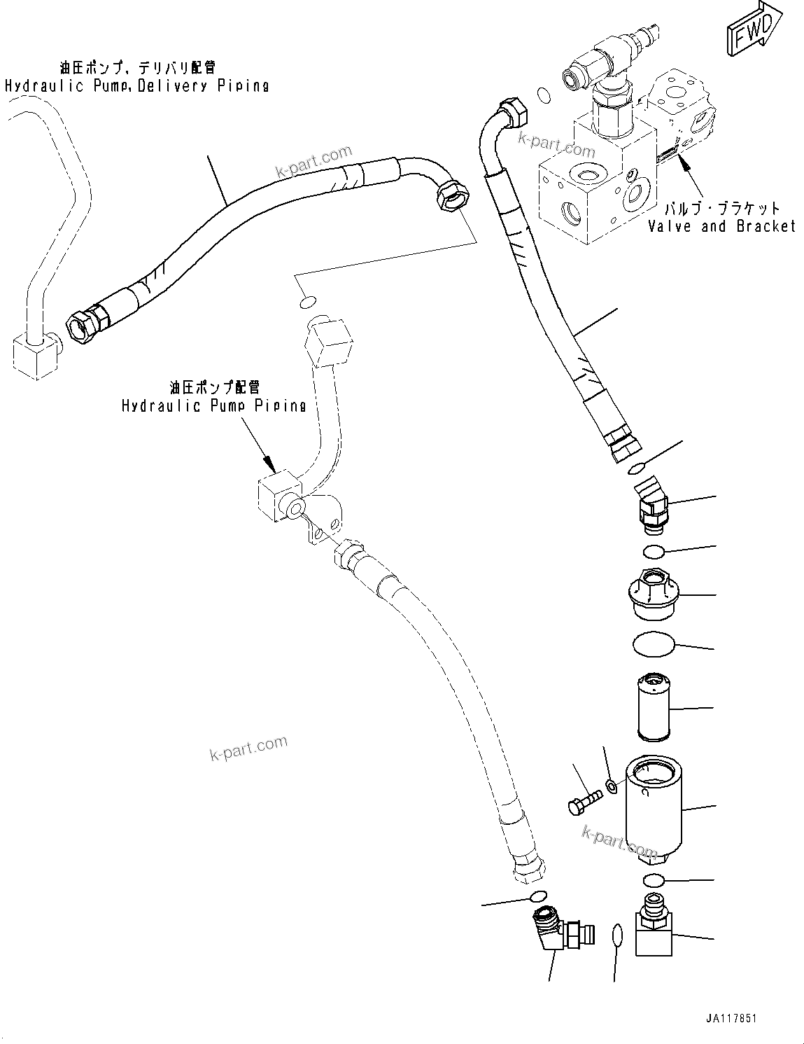 Komatsu parts book diagram for WA485-11E0 S/N H35051-UP: STEERING DEMAND VALVE, WITH AFJS, STRAINER