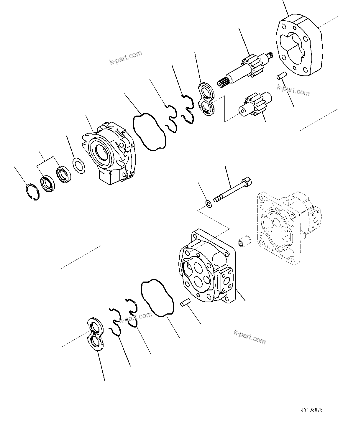 Komatsu parts book diagram for WA485-11E0 S/N H35051-UP: HYDRAULIC PUMP, WITH AFJS, GEAR PUMP (1/3)