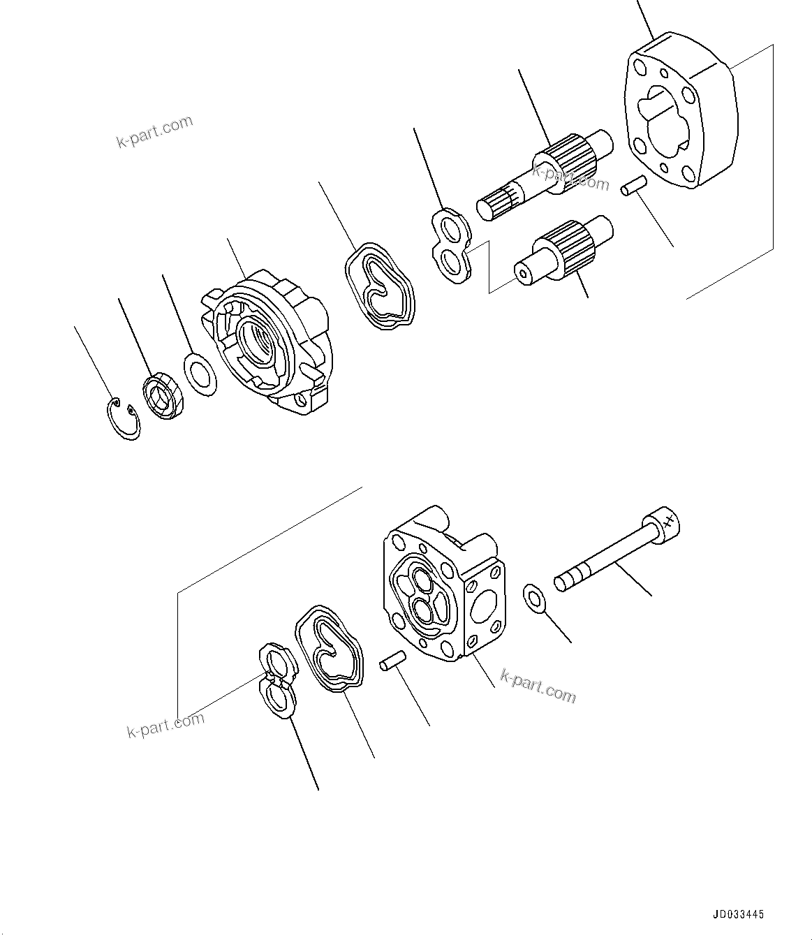 Komatsu parts book diagram for WA485-11E0 S/N H35051-UP: HYDRAULIC PUMP, WITHOUT AFJS, GEAR PUMP, SBL 21