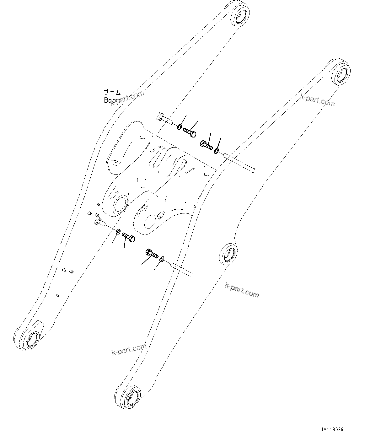 Komatsu parts book diagram for WA485-11E0 S/N H35051-UP: HYDRAULIC PIPING, WITH 2-SPOOL CONTROL VALVE, BOOM RELATED PARTS, CAP