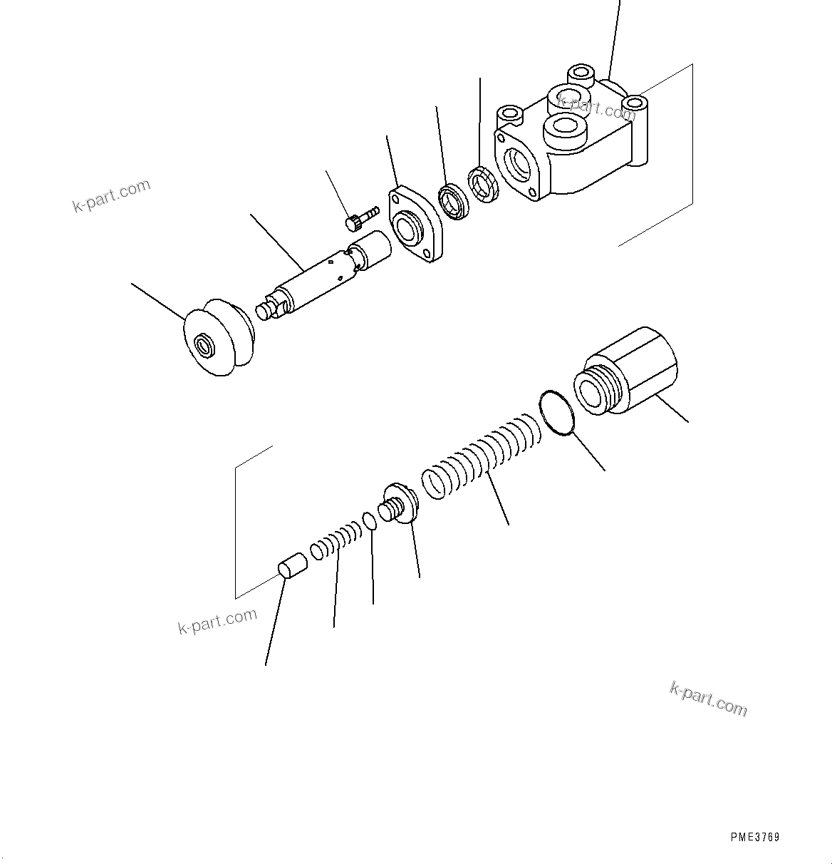 Komatsu parts book diagram for WA485-11E0 S/N H35051-UP: STEERING HYDRAULIC PIPING, WITHOUT AFJS, INNER PARTS, STOP VALVE