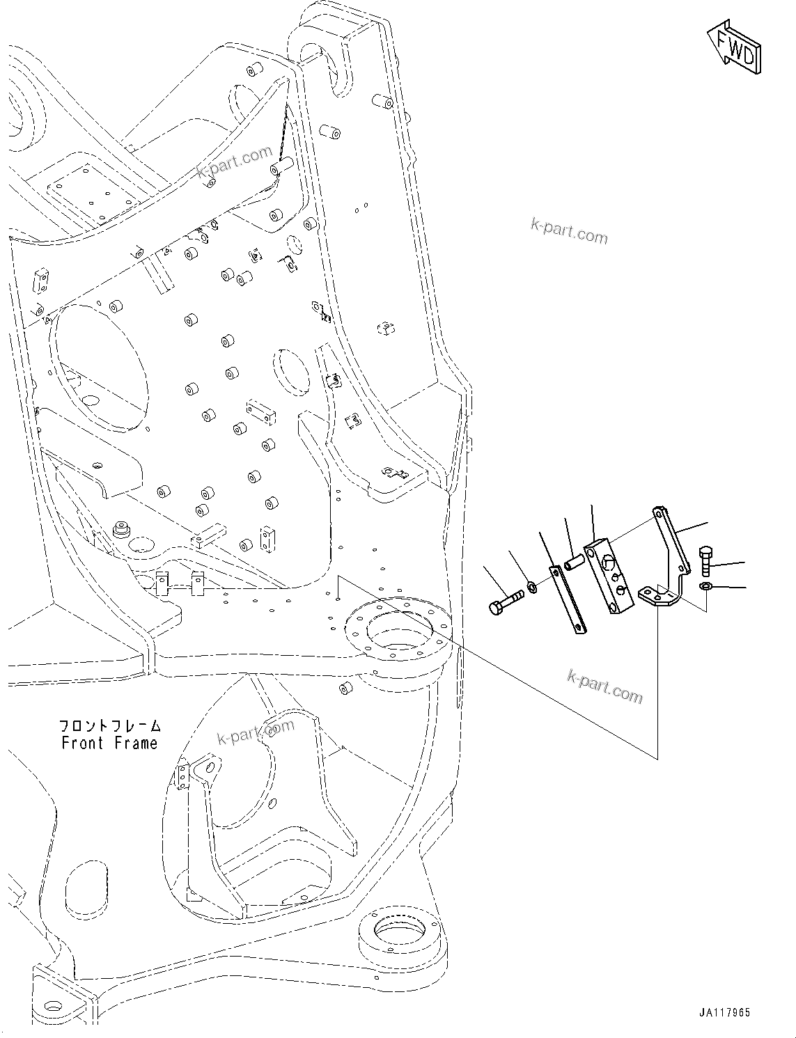 Komatsu parts book diagram for WA485-11E0 S/N H35051-UP: STEERING HYDRAULIC PIPING, WITH AFJS, FRONT FRAME RELATED PARTS