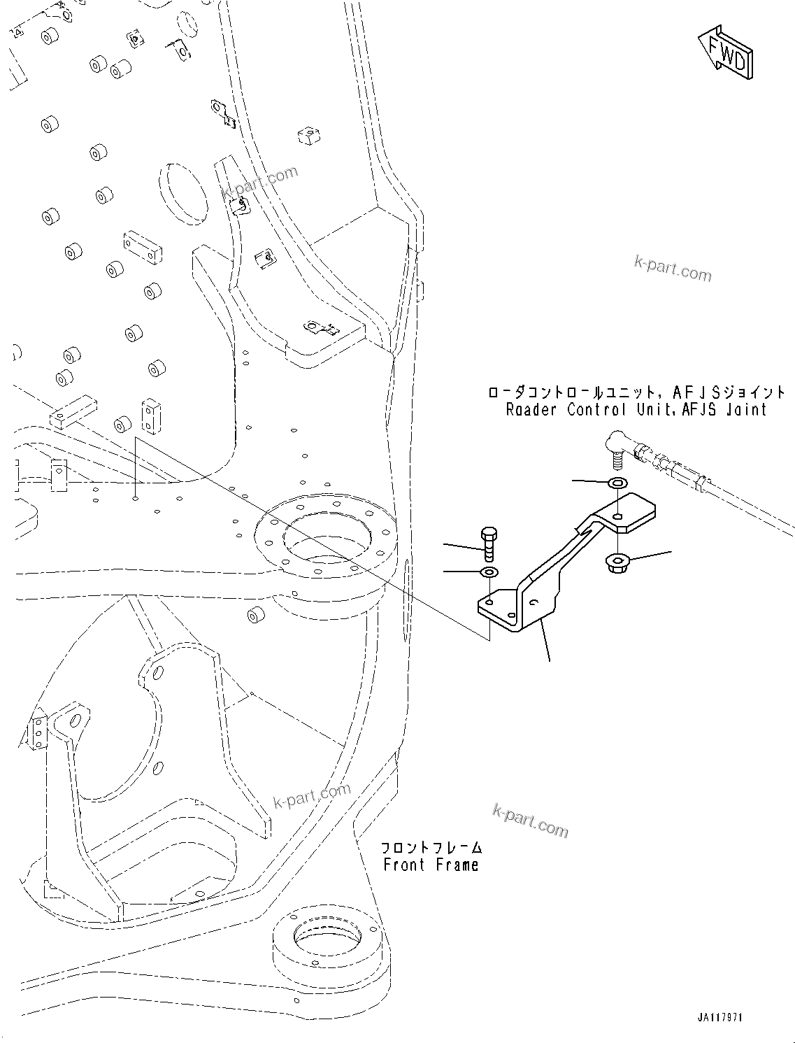 Komatsu parts book diagram for WA485-11E0 S/N H35051-UP: STEERING HYDRAULIC PIPING, WITH AFJS, PLATE