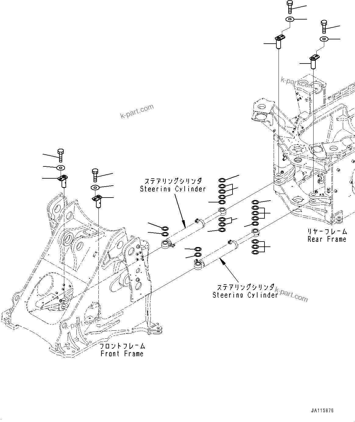 Komatsu parts book diagram for WA485-11E0 S/N H35051-UP: STEERING CYLINDER, PIN