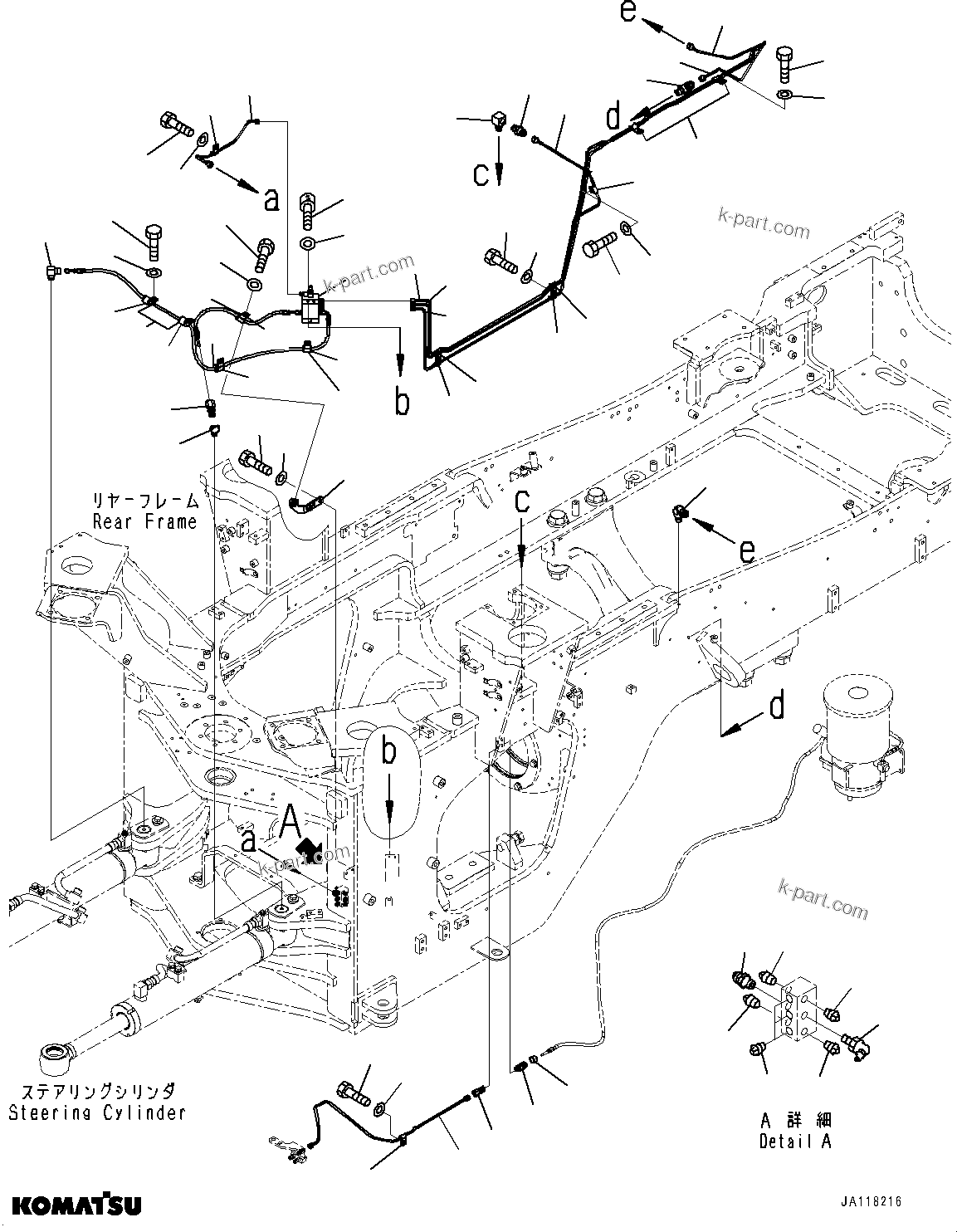 Komatsu parts book diagram for WA485-11E0 S/N H35051-UP: REMOTE GREASING SYSTEM, FEEDER, REAR