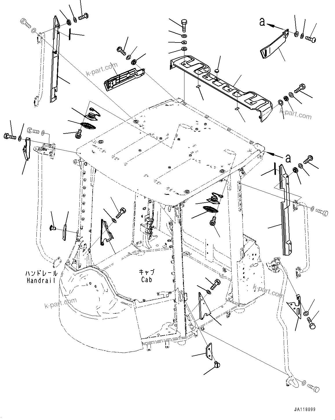 Komatsu parts book diagram for WA485-11E0 S/N H35051-UP: ROPS CAB AND FLOOR FRAME GROUP, WITH AFJS, COVER