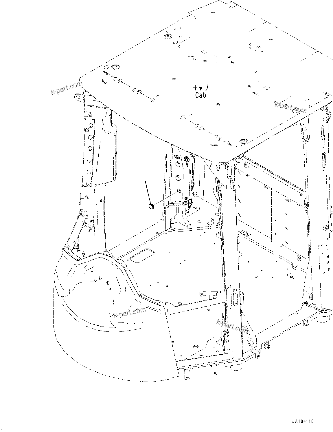 Komatsu parts book diagram for WA485-11E0 S/N H35051-UP: ROPS CAB AND FLOOR FRAME GROUP, WITH AFJS, CAP
