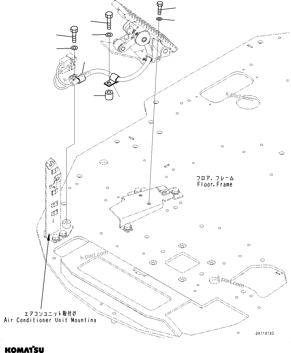 Komatsu parts book diagram for WA485-11E0 S/N H35051-UP: ROPS CAB AND FLOOR FRAME GROUP, WITH AFJS, ACCELERATOR PEDAL MOUNTING