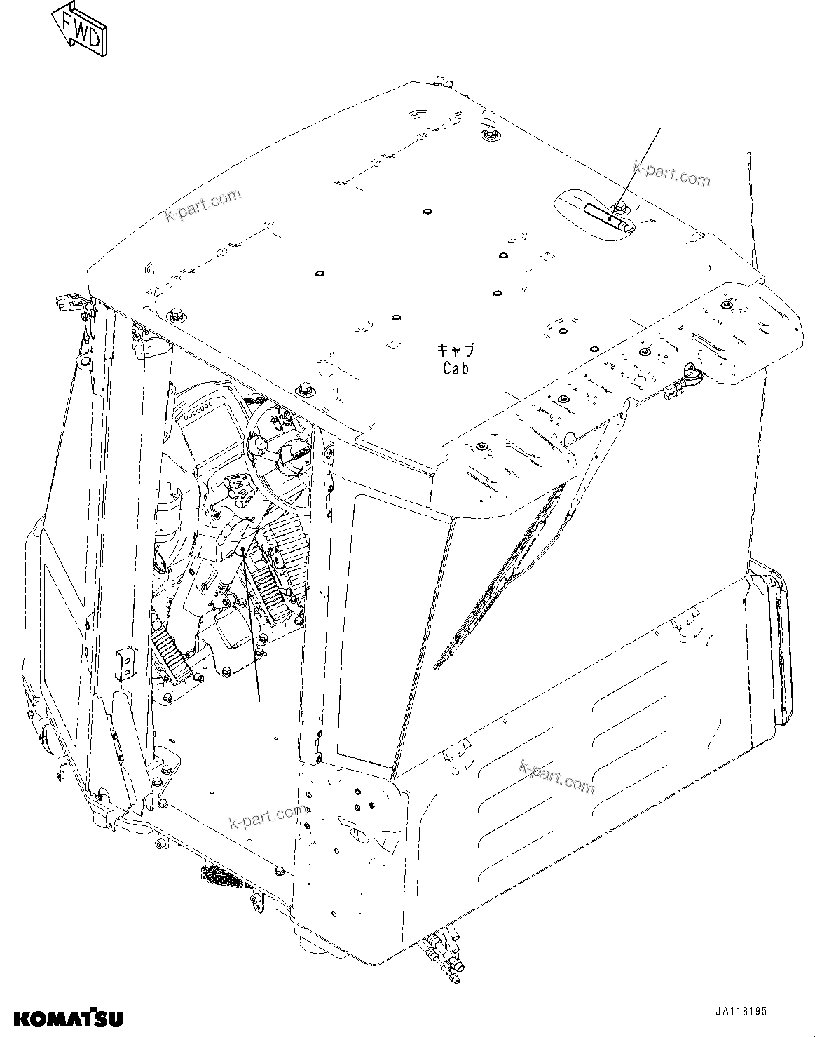 Komatsu parts book diagram for WA485-11E0 S/N H35051-UP: ROPS CAB AND FLOOR FRAME GROUP, WITH AFJS, PLATE