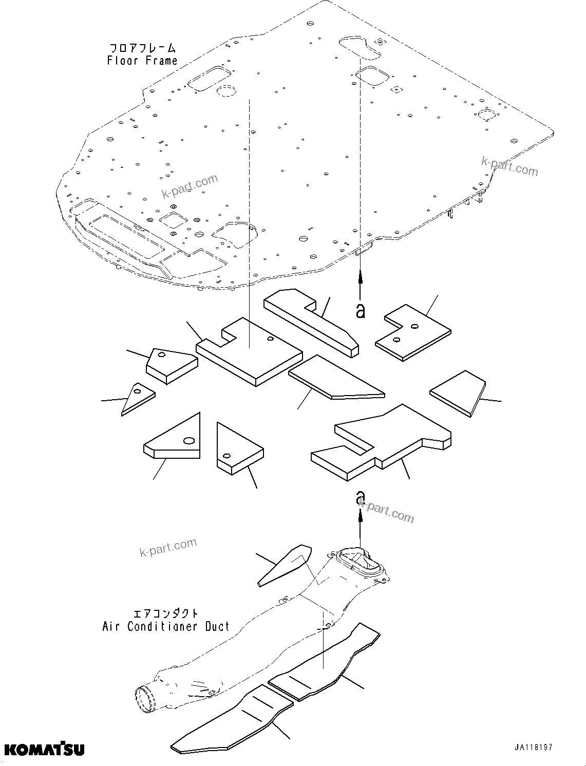Komatsu parts book diagram for WA485-11E0 S/N H35051-UP: ROPS CAB AND FLOOR FRAME GROUP, WITH AFJS, FLOOR SHEET
