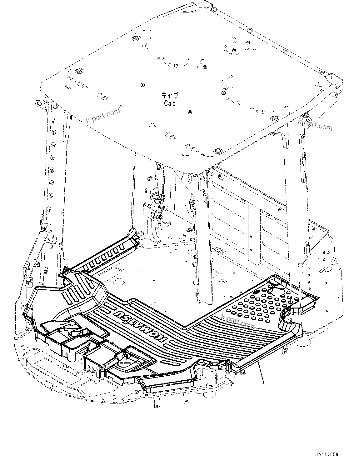 Komatsu parts book diagram for WA485-11E0 S/N H35051-UP: FLOOR MAT, WITH AFJS