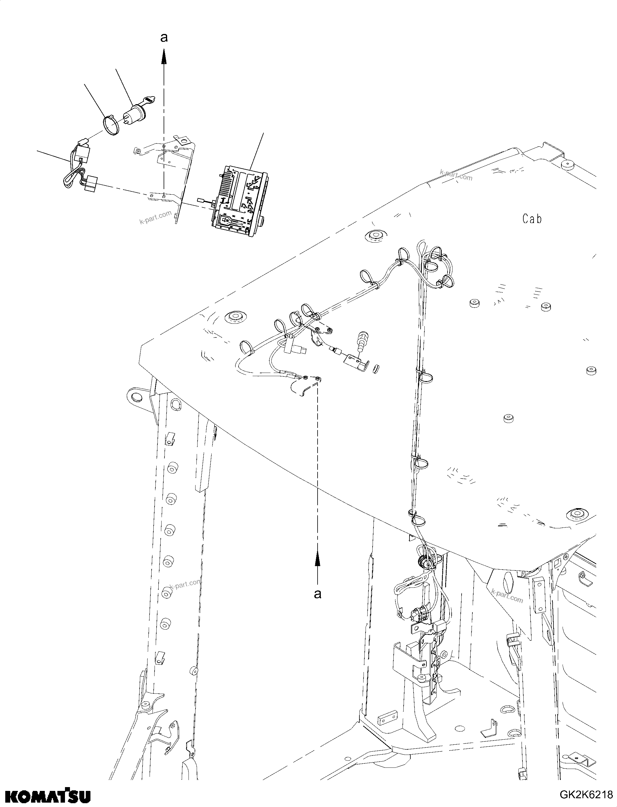 Komatsu parts book diagram for WA485-11E0 S/N H35051-UP: RADIO, DAB