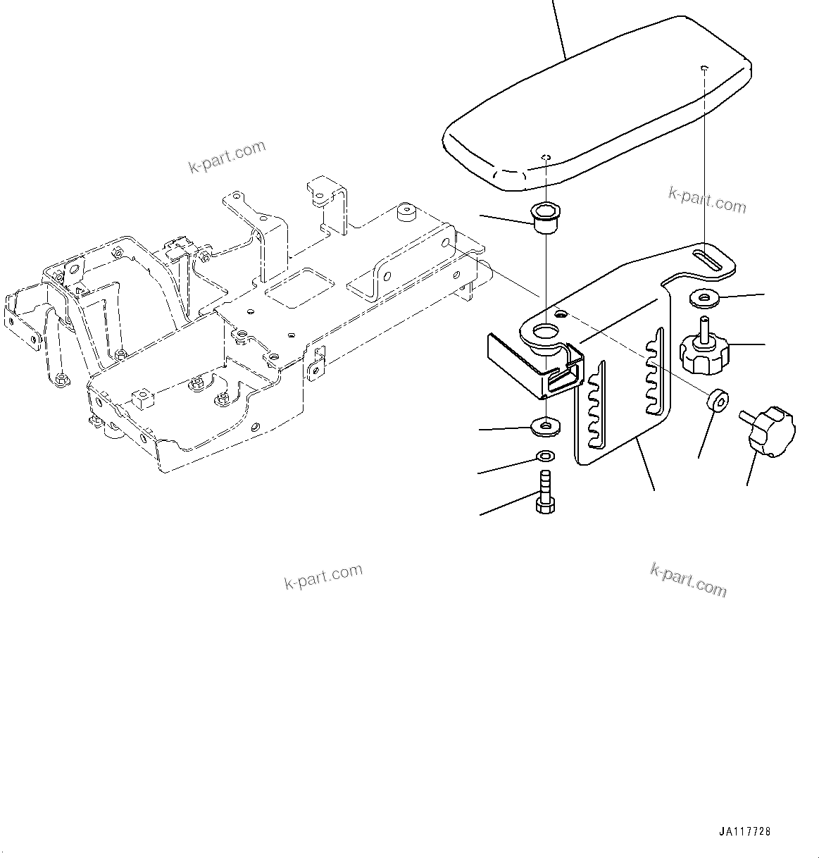Komatsu parts book diagram for WA485-11E0 S/N H35051-UP: LOADER CONTROL UNIT, WITH 3-EPC LEVER LOADER CONTROL, WITHOUT AFJS, ARMREST, R.H.