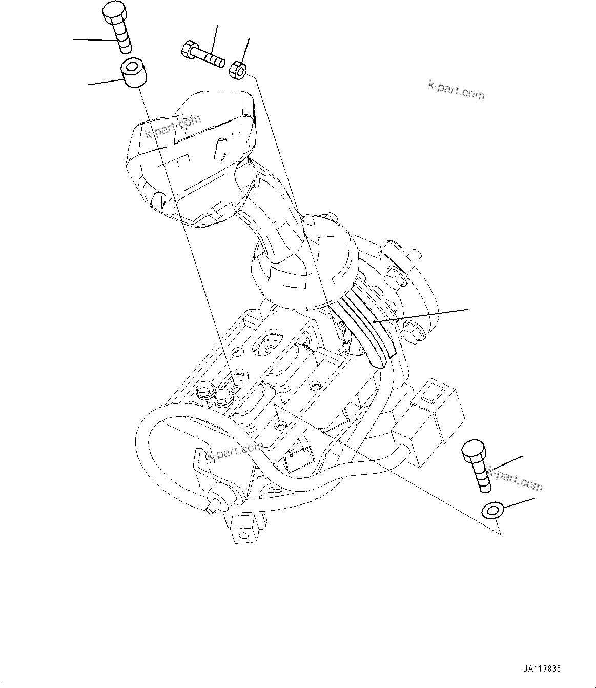 Komatsu parts book diagram for WA485-11E0 S/N H35051-UP: LOADER CONTROL UNIT, WITH EPC MULTI-FUNCTION MONO LEVER PCS, WITH AFJS, LEVER RELATED PARTS