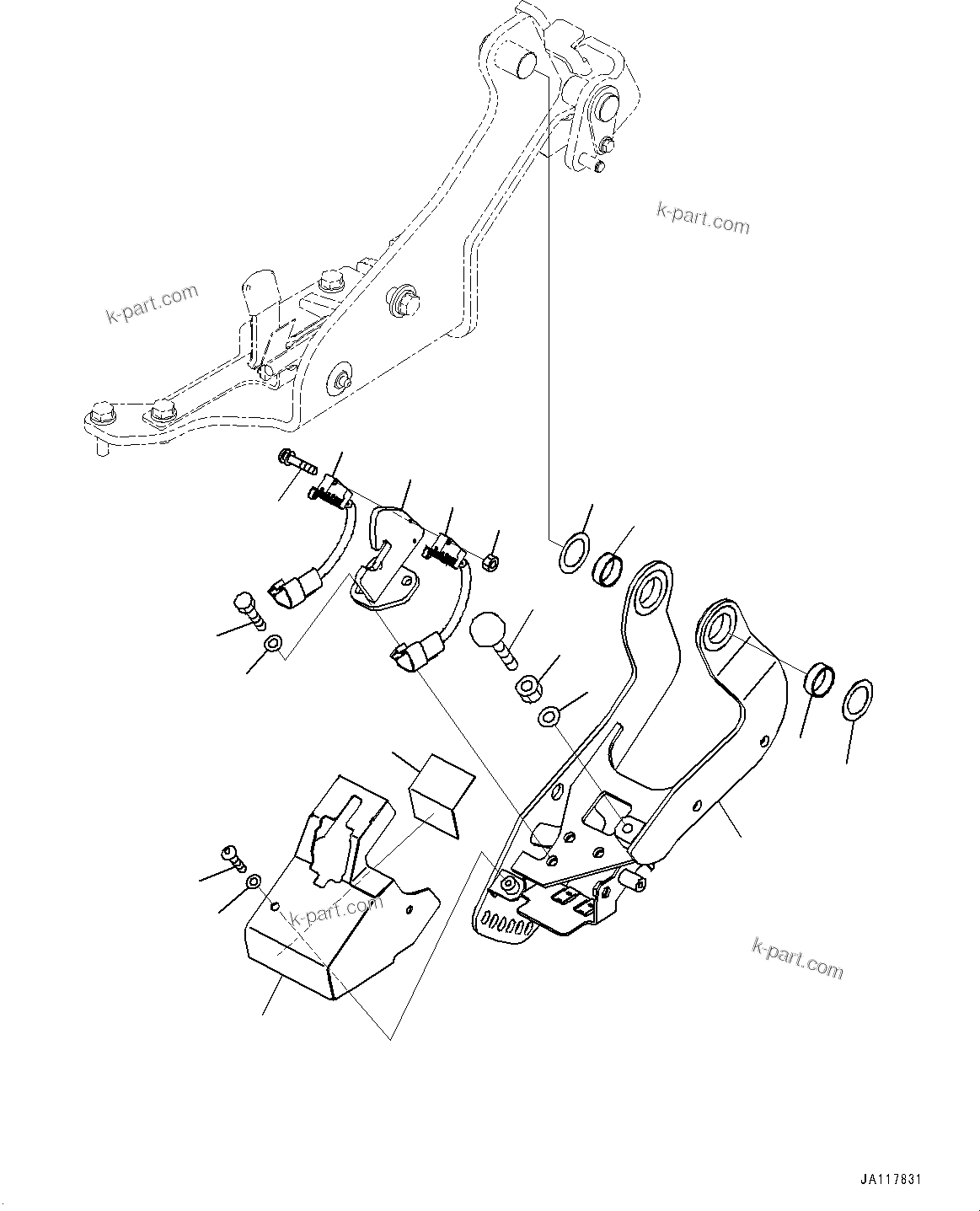 Komatsu parts book diagram for WA485-11E0 S/N H35051-UP: LOADER CONTROL UNIT, WITH 3-EPC LEVER LOADER CONTROL, WITH AFJS, CONSOLE MOUNTING BRACKET