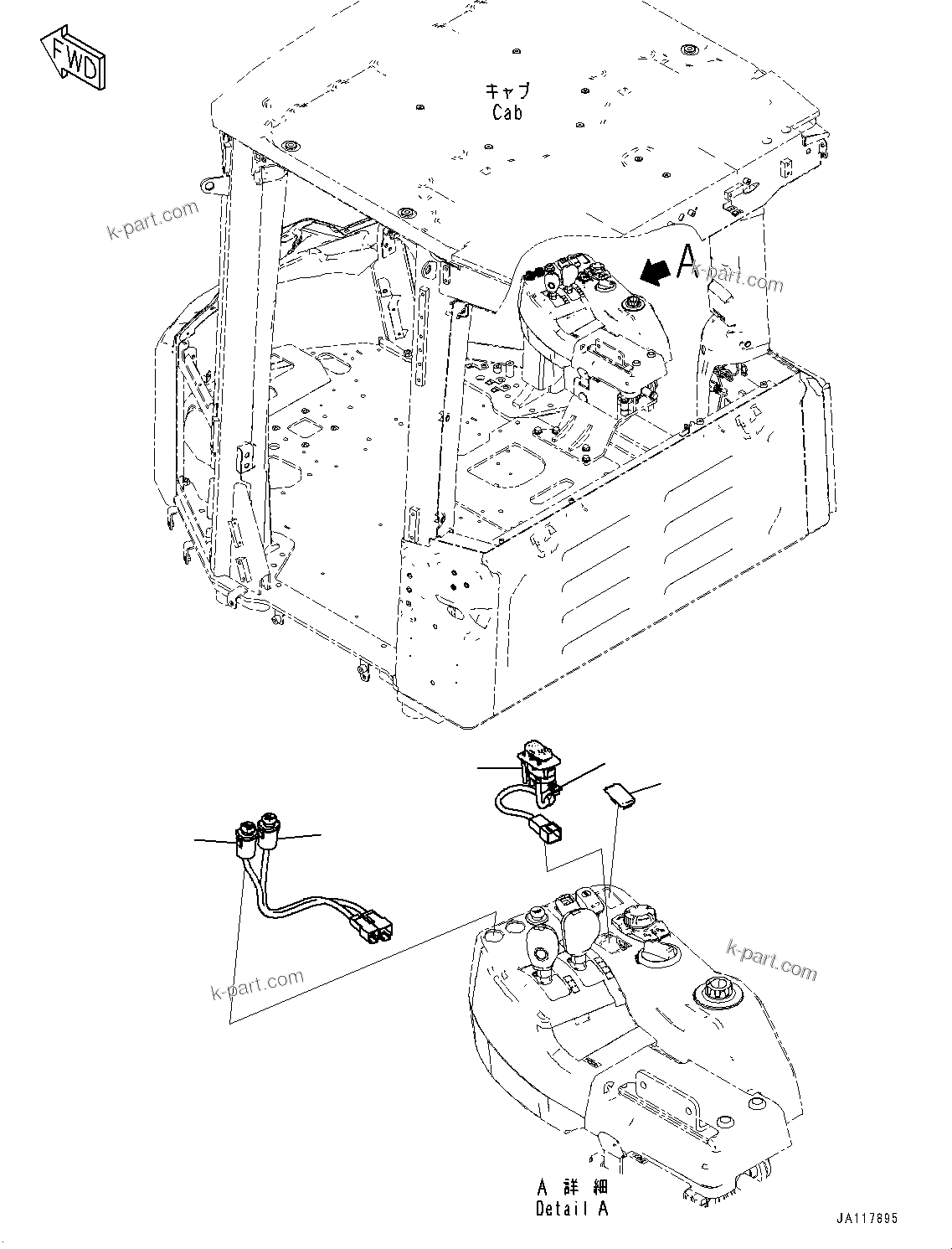 Komatsu parts book diagram for WA485-11E0 S/N H35051-UP: FLOOR SWITCH, WITH LOAD METER, WITH FORWARD REVERSE SWITCH, CONSOLE SWITCH, R.H.