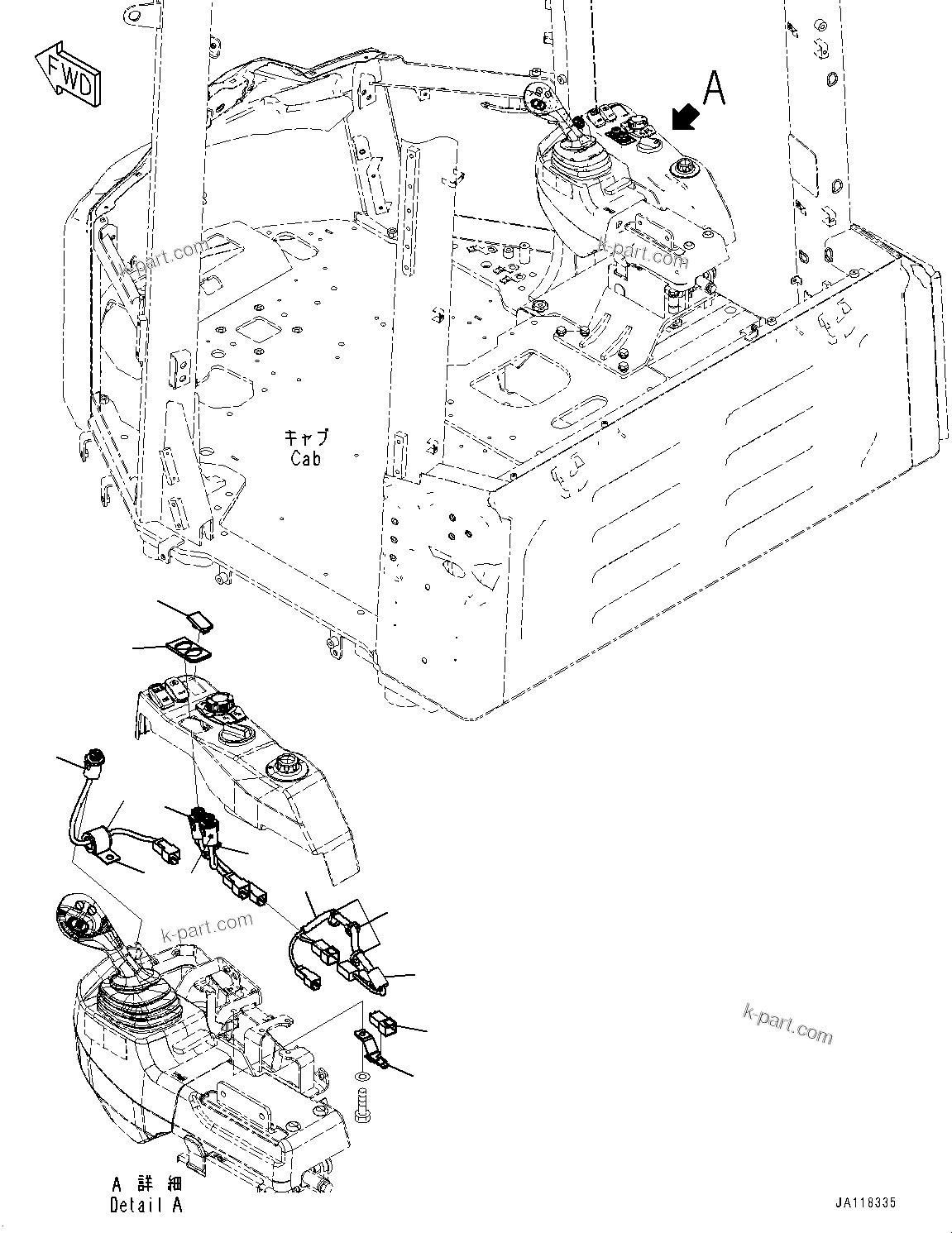 Komatsu parts book diagram for WA485-11E0 S/N H35051-UP: FLOOR SWITCH, WITH LOAD METER, WITHOUT FORWARD REVERSE SWITCH, CONSOLE SWITCH, R.H.