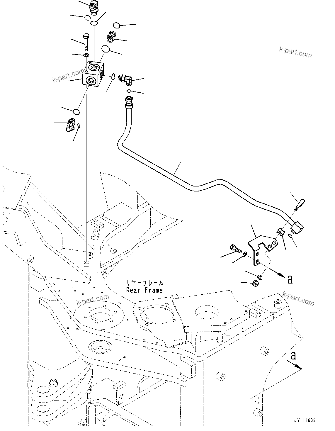 Komatsu parts book diagram for WA485-11E0 S/N H35051-UP: BRAKE CONTROL, WITHOUT AFJS, DRAIN BLOCK PIPING