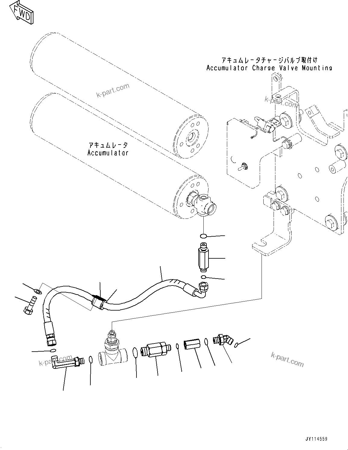 Komatsu parts book diagram for WA485-11E0 S/N H35051-UP: BRAKE CONTROL, WITH AFJS, CHECK VALVE