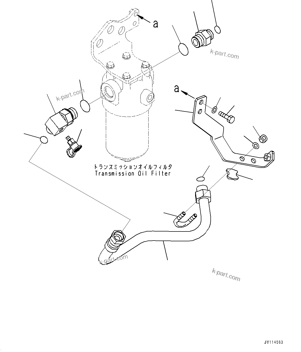 Komatsu parts book diagram for WA485-11E0 S/N H35051-UP: BRAKE CONTROL, WITH AFJS, TRANSMISSION OIL FILTER PIPING
