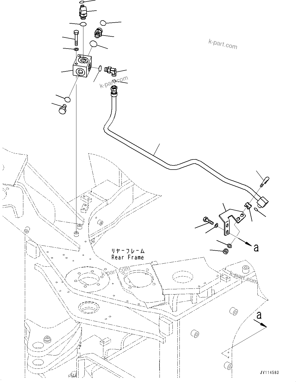 Komatsu parts book diagram for WA485-11E0 S/N H35051-UP: BRAKE CONTROL, WITH AFJS, DRAIN BLOCK PIPING